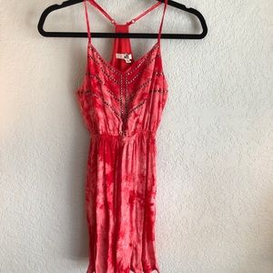 Tie-Dye Red Dress w/ Embellishment Sz. S